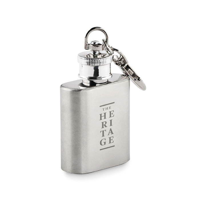 Hip Flask Keyring in Stainless Steel with engraving