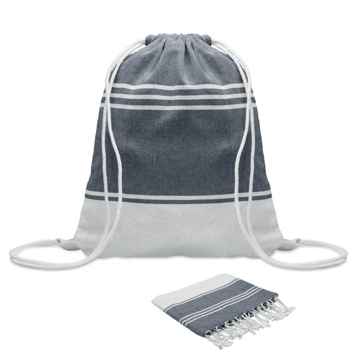 Drawstring Bag & Beach Towel Set in Blue