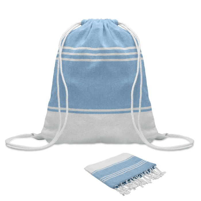 Drawstring Bag & Beach Towel Set in Turquoise