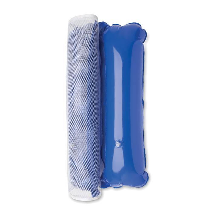 Inflatable Water Hammock in Blue rolled up