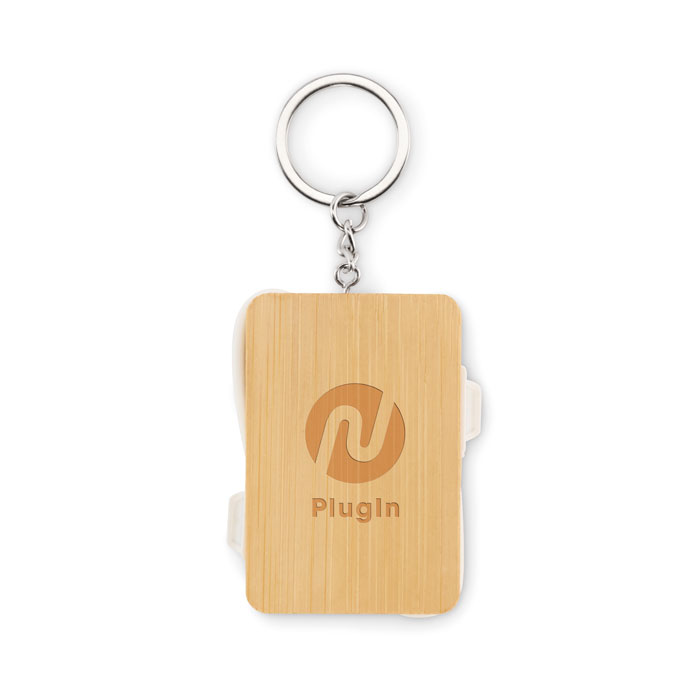 Bamboo Keyring Charging Cable with print
