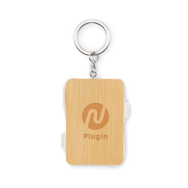 Bamboo Keyring Charging Cable with print
