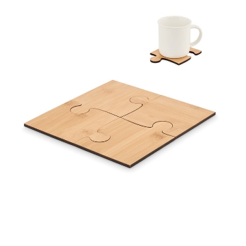 Show details for LEPY 4 puzzle piece coaster showing all 4 connected together