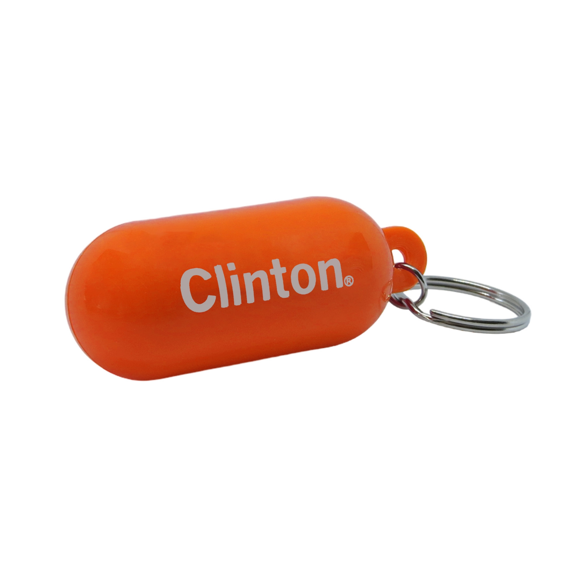 Floating Keyring orange with white print