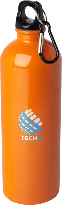 Orange Recycled Bottle with print and carabiner