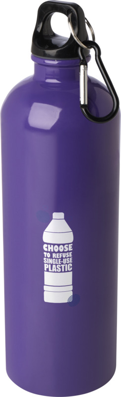 Purple Recycled Bottle with print and carabiner