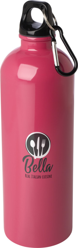 Magenta Recycled Bottle with print and carabiner