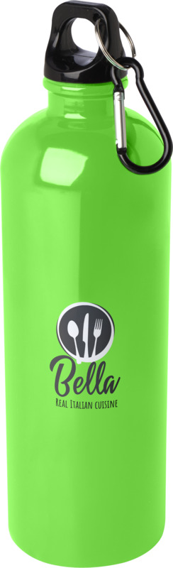 Apple Green Recycled Bottle with print and carabiner