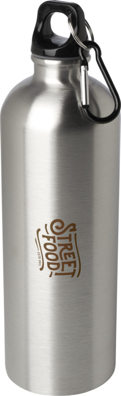 Silver Recycled Bottle with print and carabiner