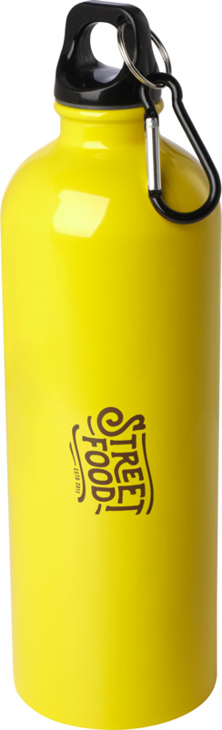 Yellow Recycled Bottle with print and carabiner
