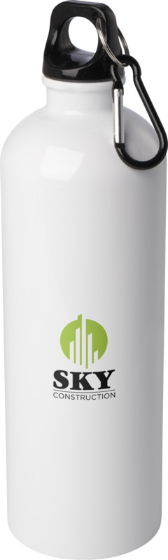 White Recycled Bottle with print and carabiner