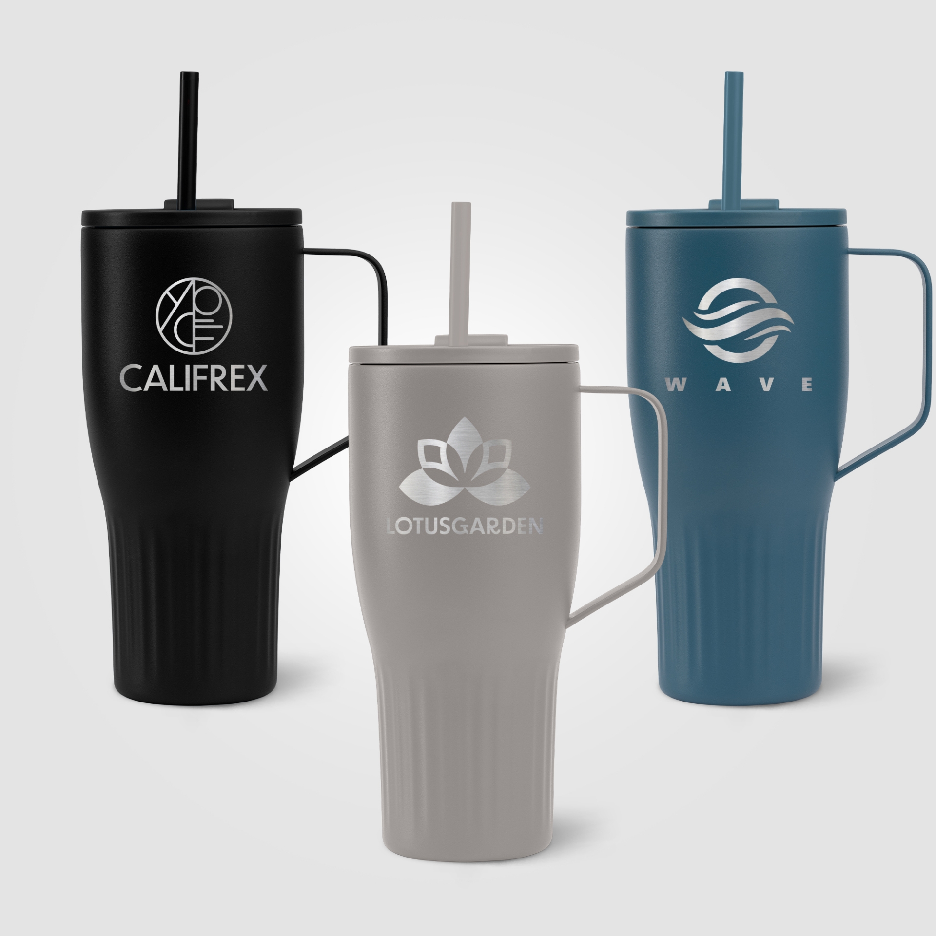 All 3 colours of recycled stainless steel tumbler with print