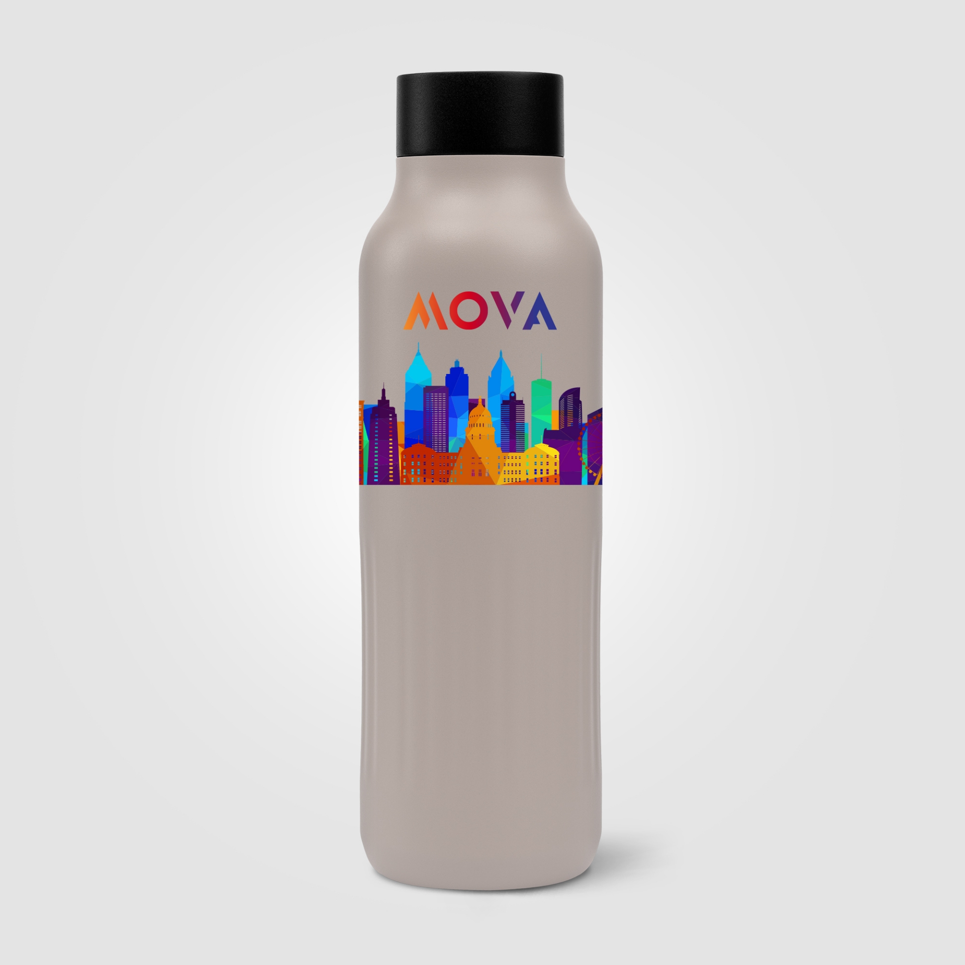 Warm grey recycled stainless steel bottle with print