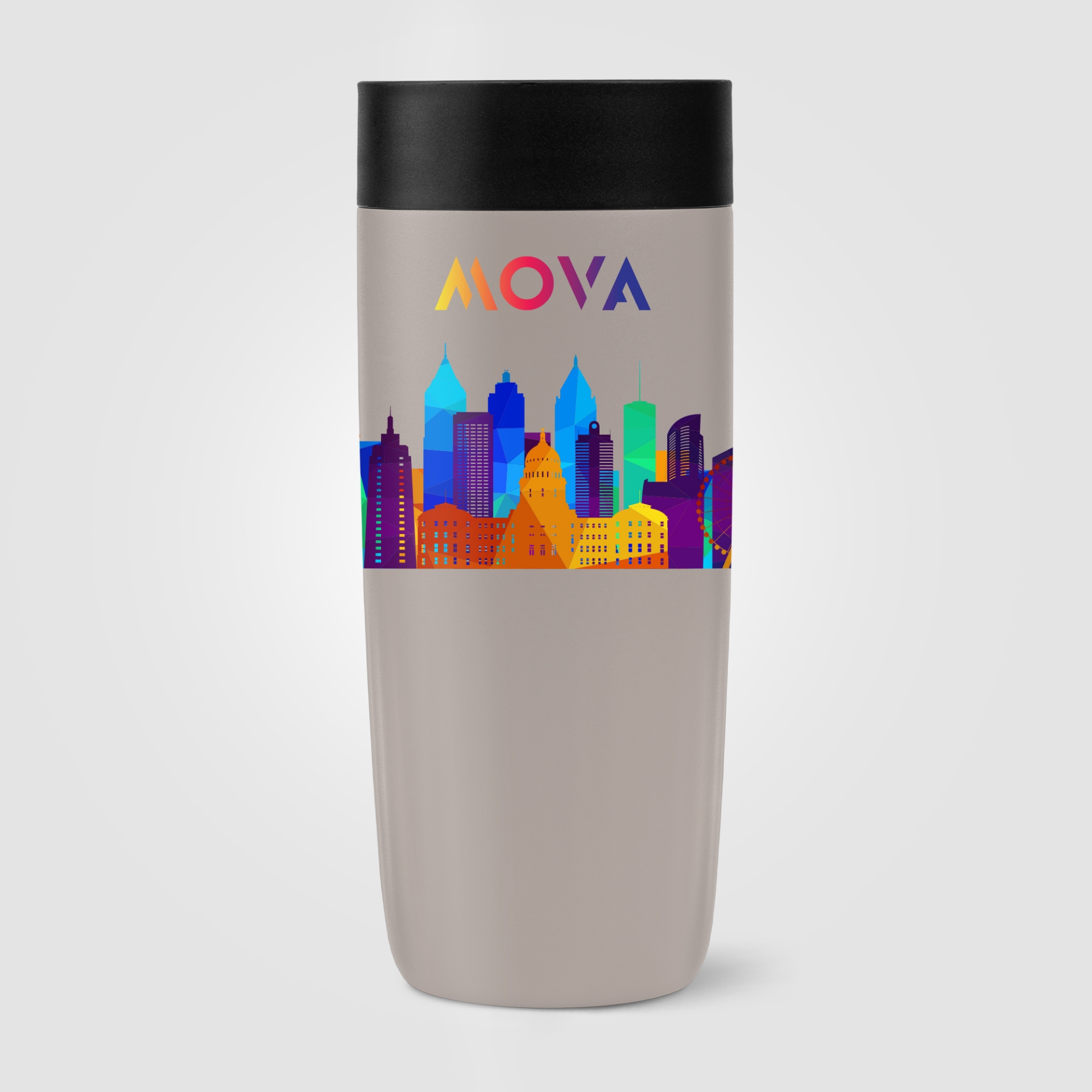 Warm grey recycled stainless steel tumbler with print