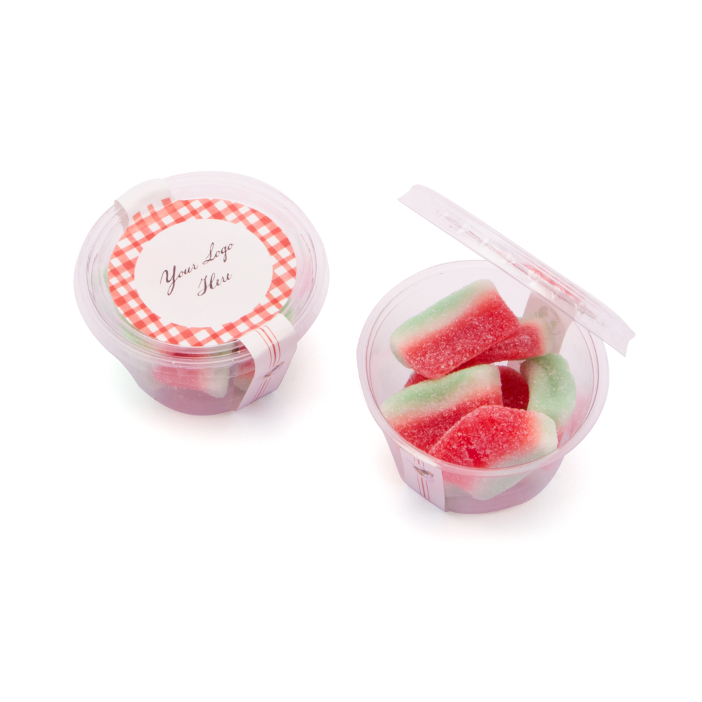 Fizzy Watermelon sweets in compostable pot