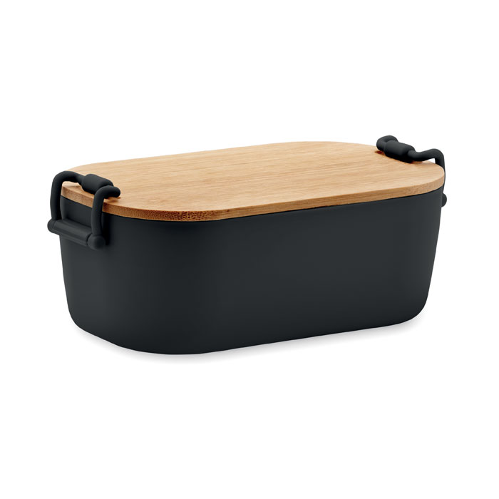 Black 700ml Lunchbox with Bamboo lid