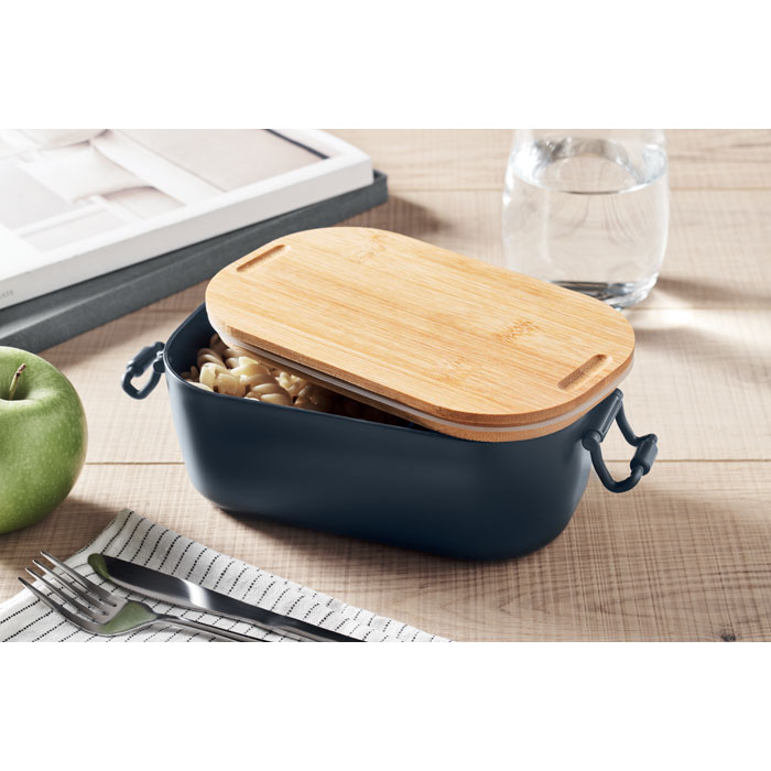 Navy 700ml Lunchbox with Bamboo lid