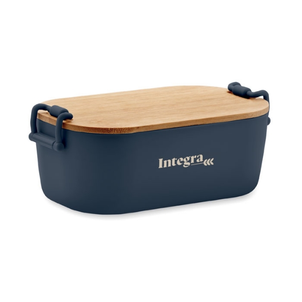 Navy 700ml Lunchbox with Bamboo lid