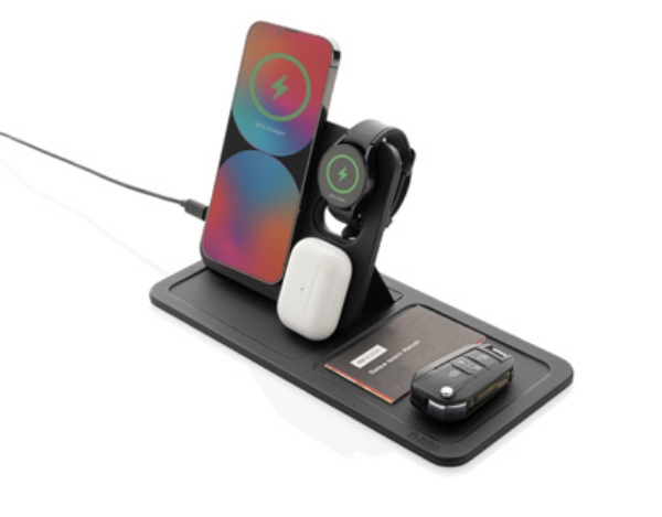 3 in 1 Recycled Wireless Charger in use