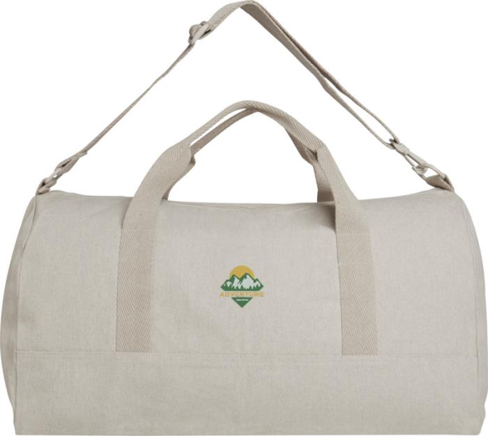 Beige Recycled Duffel Bag with Print