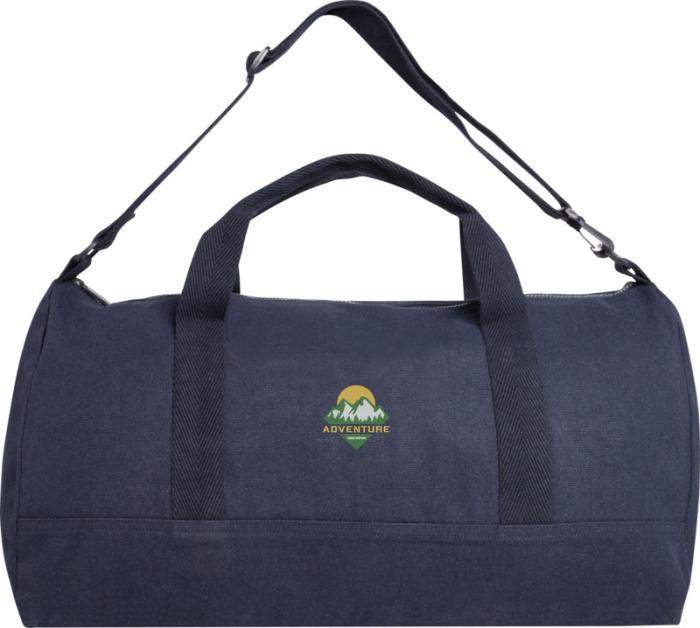 Navy Recycled Duffel Bag with Print