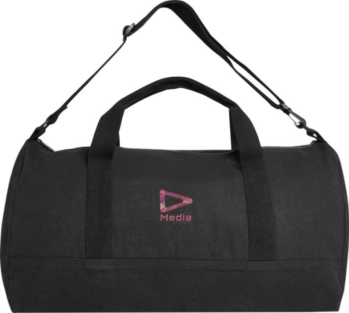 Black Recycled Duffel Bag with Print